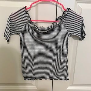 striped, off the shoulder, t-shirt
